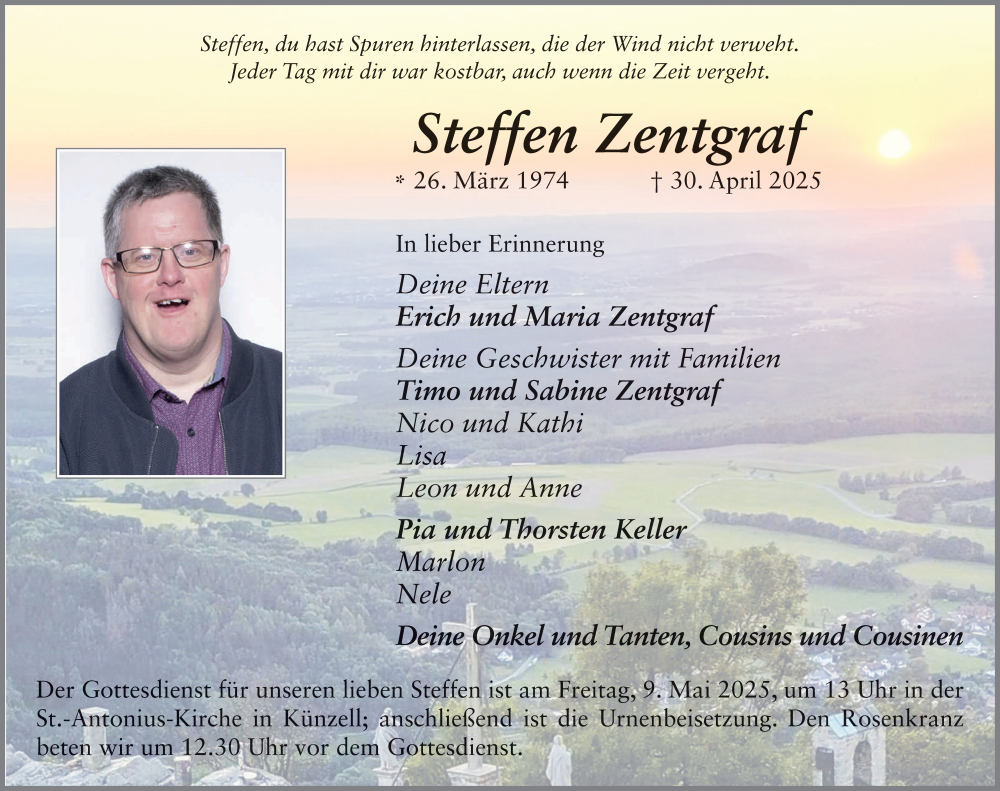  Traueranzeige für Steffen Zentgraf vom 06.05.2025 aus FZ