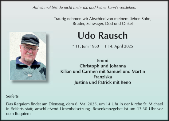 Traueranzeige von Udo Rausch von FZ
