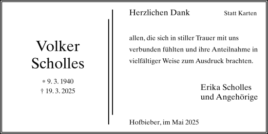 Traueranzeige von Volker Scholles von FZ