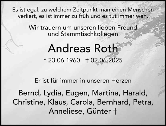 Traueranzeige von Andreas Roth von FZ