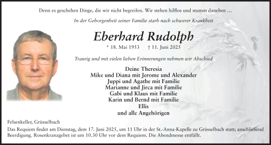 Traueranzeige von Eberhard Rudolph von FZ