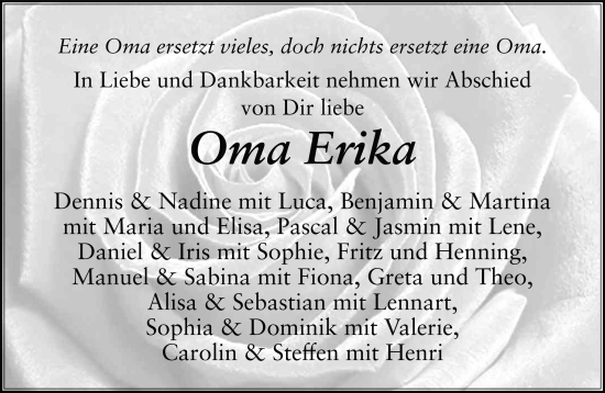 Traueranzeige von Erika Alt von FZ