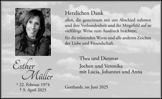 Traueranzeige von Esther Müller von FZ