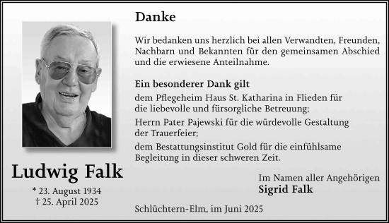 Traueranzeige von Falk Ludwig von FZ