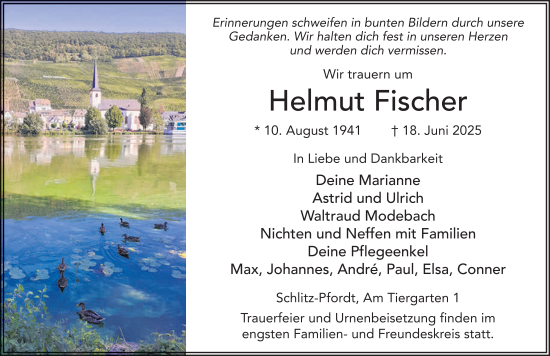 Traueranzeige von Helmut Fischer von FZ