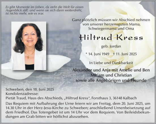 Traueranzeige von Hiltrud Kress von FZ