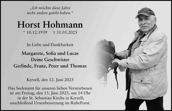 Traueranzeige von Horst Hohmann von FZ