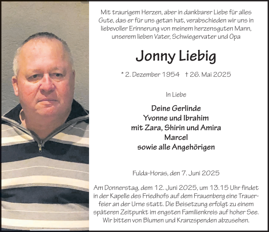 Traueranzeige von Jonny Liebig von FZ