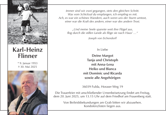 Traueranzeige von Karll-Heinz Flinner von FZ
