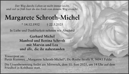 Traueranzeige von Margarete Michel-SchroSchroth-Michel von FZ