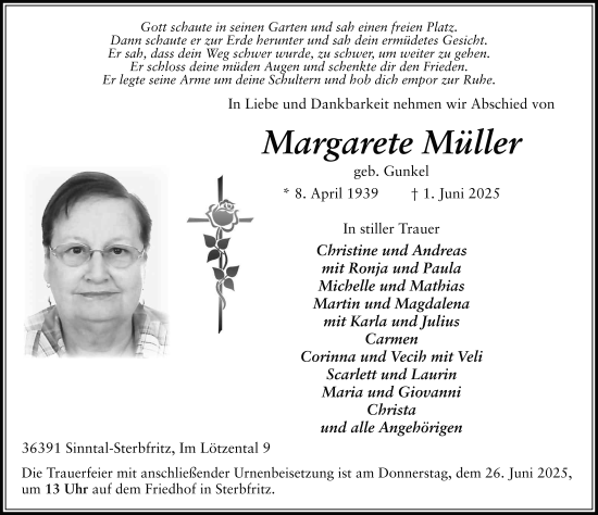 Traueranzeige von Margarete Müller von FZ