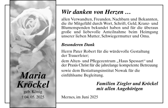 Traueranzeige von Maria Kröckel von FZ