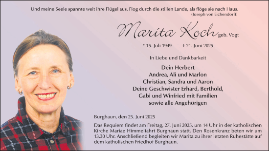 Traueranzeige von Marita Koch von FZ