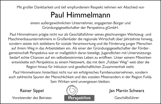Traueranzeige von Paul Himmelmann von FZ