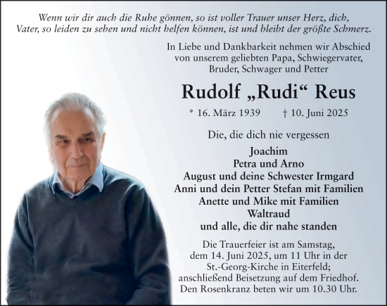 Traueranzeige von Rudolf Reus von FZ