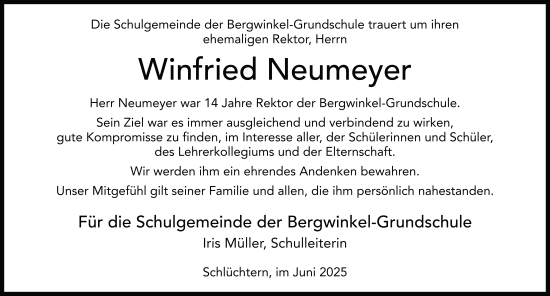 Traueranzeige von Winfried Neumeyer von FZ