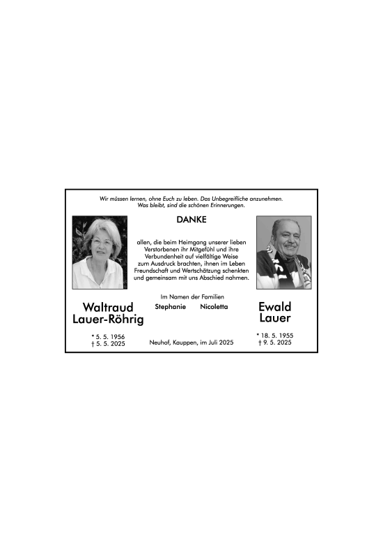 Traueranzeige von Ewald Lauer von FZ