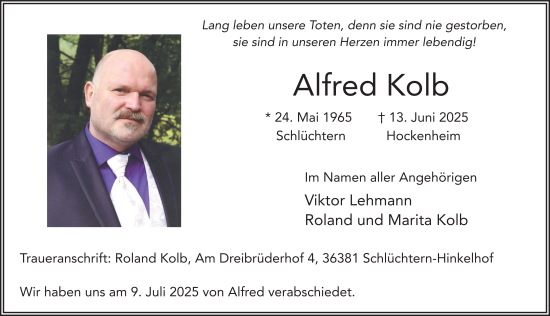 Traueranzeige von Alfred Kolb von FZ
