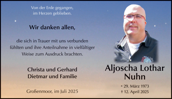 Traueranzeige von Aljoscha Lothar Nuhn von FZ