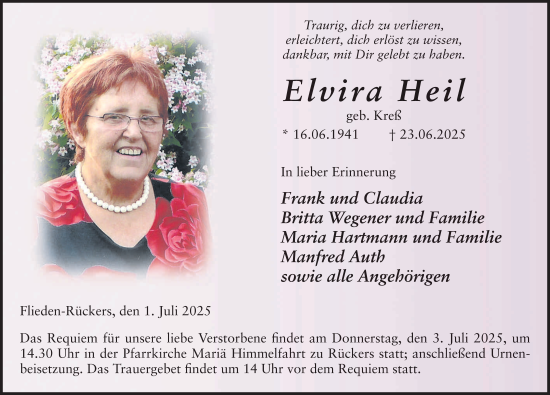 Traueranzeige von Elvira Heil von FZ
