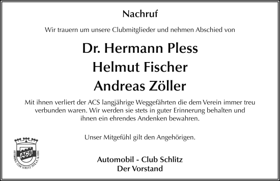 Traueranzeige von Hermann Pless von FZ