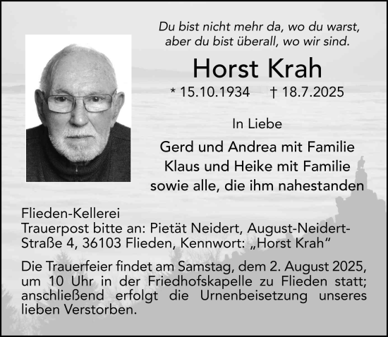 Traueranzeige von Horst Krah von FZ
