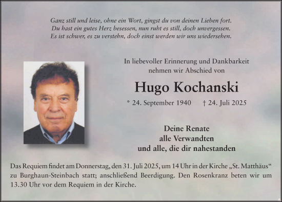 Traueranzeige von Hugo Kochanski von FZ