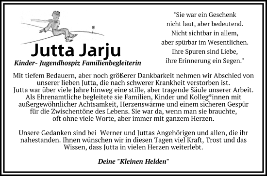 Traueranzeige von Jutta Jarju von FZ