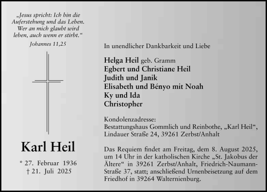 Traueranzeige von Karl Heil von FZ