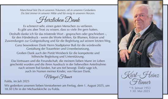 Traueranzeige von Karl-Heinz Flinner von FZ