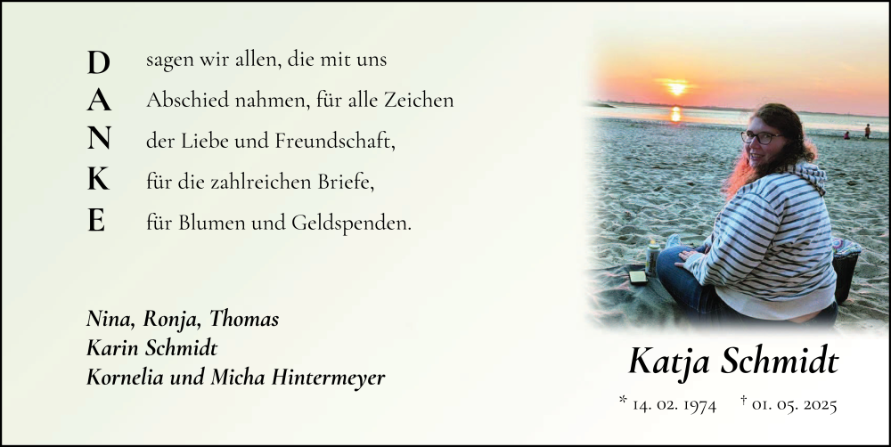  Traueranzeige für Katja Schmidt vom 26.07.2025 aus FZ