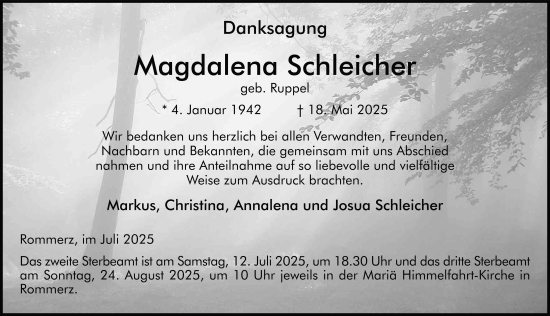 Traueranzeige von Magdalena Schleicher von FZ