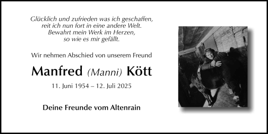 Traueranzeige von Manfred Kött von FZ