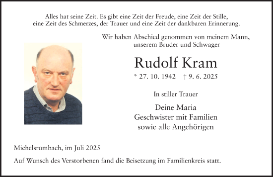Traueranzeige von Rudolf Kram von FZ