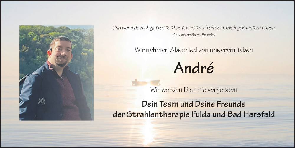  Traueranzeige für André Musch vom 30.08.2025 aus FZ