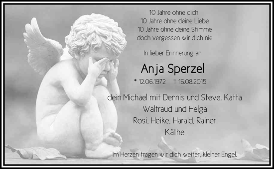 Traueranzeige von Anja Sperzel von FZ