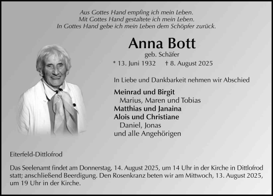 Traueranzeige von Anna Bott von FZ