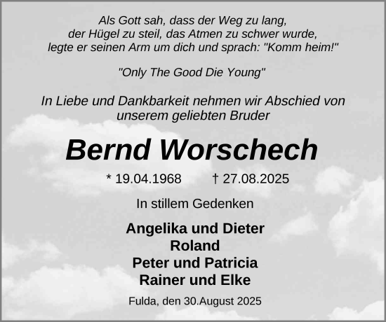 Traueranzeige von Bernd Worschech von FZ