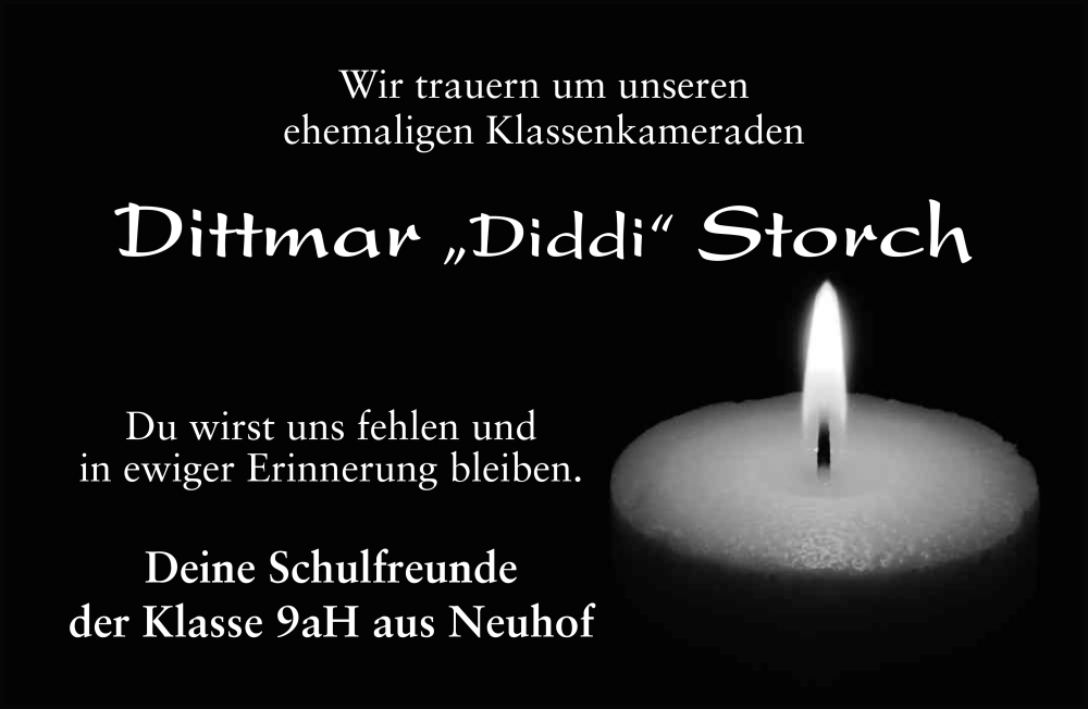  Traueranzeige für Dittmar Storch vom 02.08.2025 aus FZ
