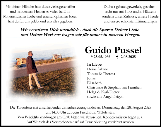 Traueranzeige von Guido Pussel von FZ