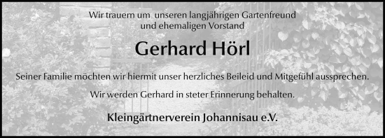 Traueranzeige von Gerhard Hörl von FZ