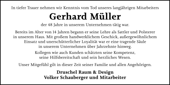 Traueranzeige von Gerhard Müller von FZ