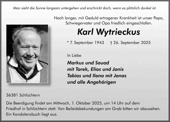 Traueranzeige von Karl Wytrieckus von FZ