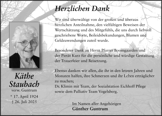 Traueranzeige von Katharina Staubach von FZ