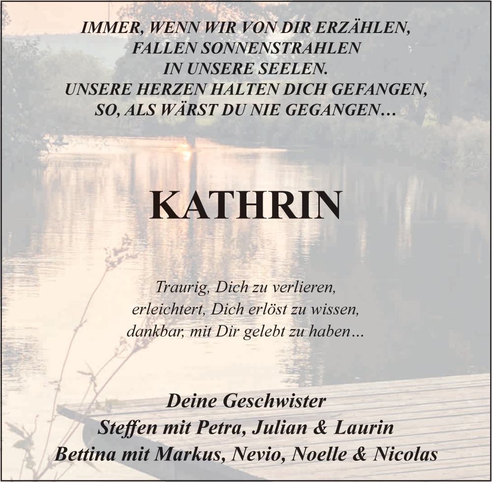  Traueranzeige für Kathrin Fries vom 16.09.2025 aus FZ