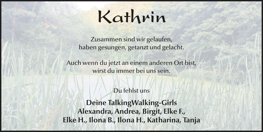  Traueranzeige für Kathrin Fries vom 16.09.2025 aus FZ