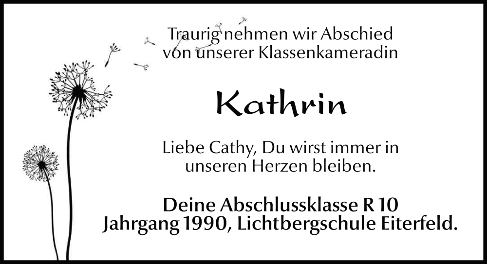  Traueranzeige für Kathrin Fries vom 16.09.2025 aus FZ