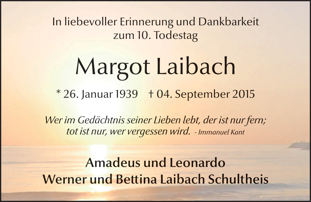  Traueranzeige für Margot Laibach vom 04.09.2025 aus FZ