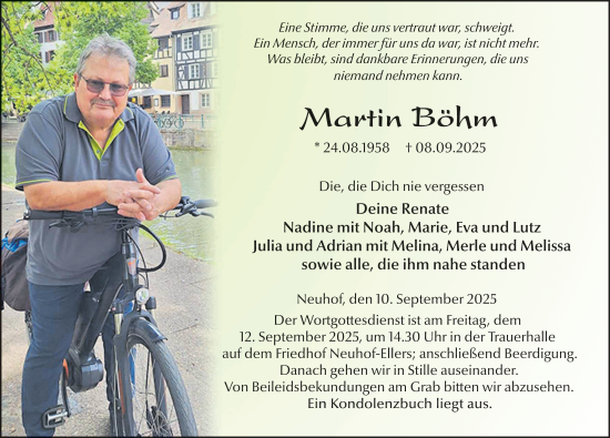 Traueranzeige von Martin Böhm von FZ