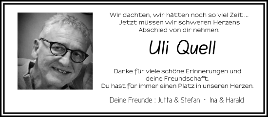 Traueranzeige von Uli Quell von FZ